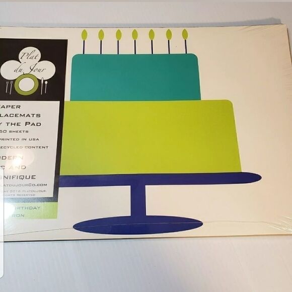 Plat Du Jour Happy Birthday Placemats Pad 50 - Picture 2 of 4